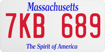 MA license plate 7KB689