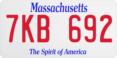 MA license plate 7KB692