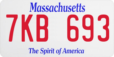 MA license plate 7KB693