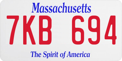 MA license plate 7KB694