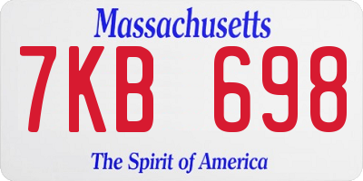 MA license plate 7KB698
