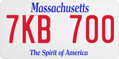 MA license plate 7KB700