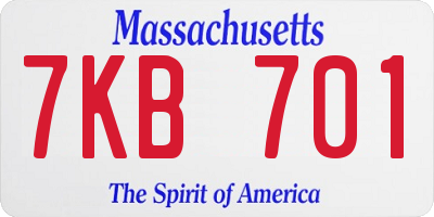 MA license plate 7KB701