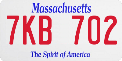 MA license plate 7KB702