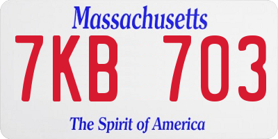 MA license plate 7KB703
