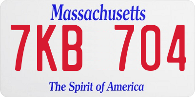 MA license plate 7KB704