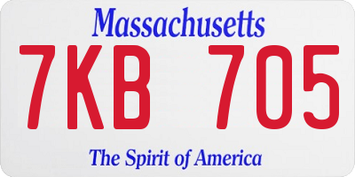 MA license plate 7KB705