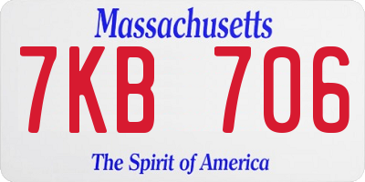 MA license plate 7KB706
