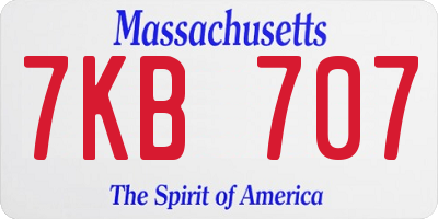 MA license plate 7KB707
