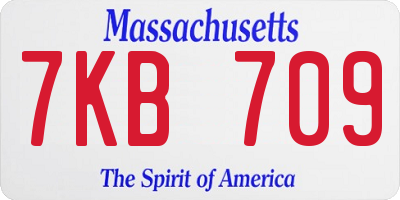 MA license plate 7KB709