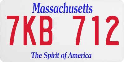 MA license plate 7KB712