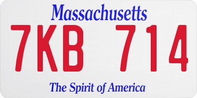 MA license plate 7KB714
