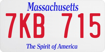 MA license plate 7KB715