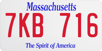 MA license plate 7KB716