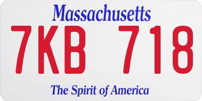 MA license plate 7KB718