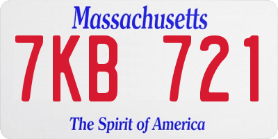 MA license plate 7KB721