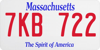MA license plate 7KB722