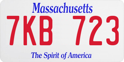 MA license plate 7KB723