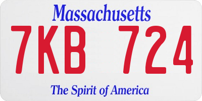 MA license plate 7KB724