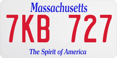 MA license plate 7KB727
