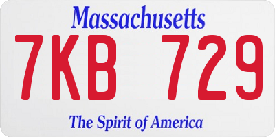 MA license plate 7KB729