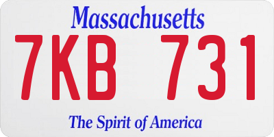 MA license plate 7KB731
