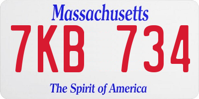 MA license plate 7KB734