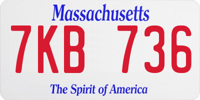 MA license plate 7KB736