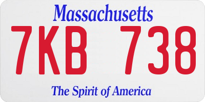 MA license plate 7KB738