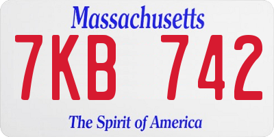 MA license plate 7KB742