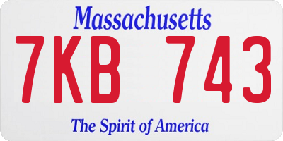 MA license plate 7KB743