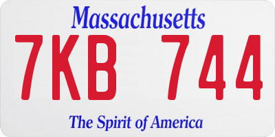 MA license plate 7KB744