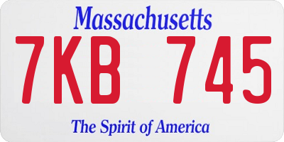 MA license plate 7KB745