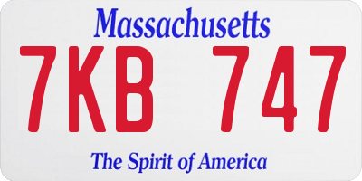 MA license plate 7KB747