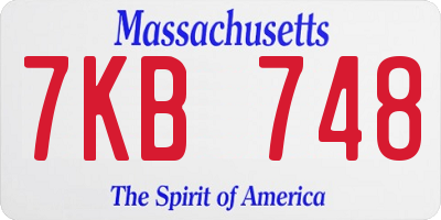 MA license plate 7KB748