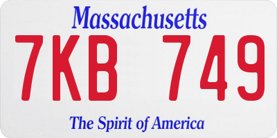 MA license plate 7KB749