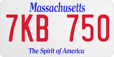 MA license plate 7KB750