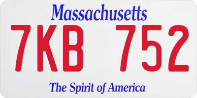MA license plate 7KB752