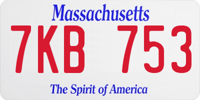 MA license plate 7KB753