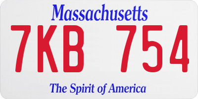 MA license plate 7KB754