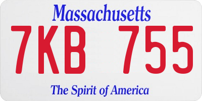 MA license plate 7KB755