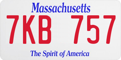 MA license plate 7KB757