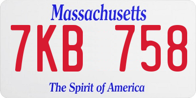 MA license plate 7KB758