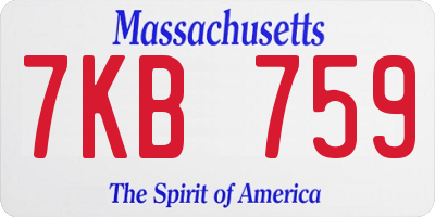 MA license plate 7KB759