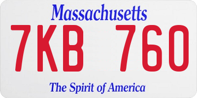 MA license plate 7KB760