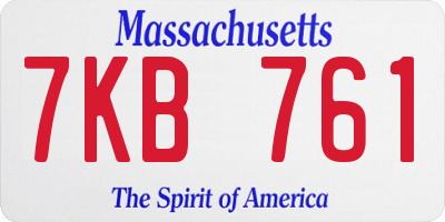 MA license plate 7KB761