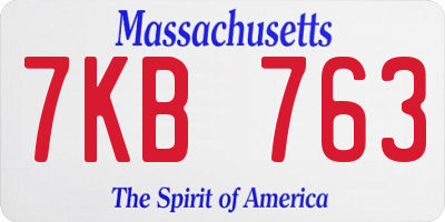 MA license plate 7KB763