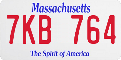 MA license plate 7KB764