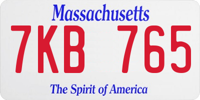 MA license plate 7KB765
