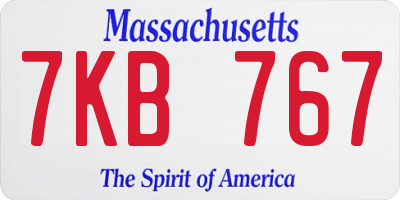 MA license plate 7KB767